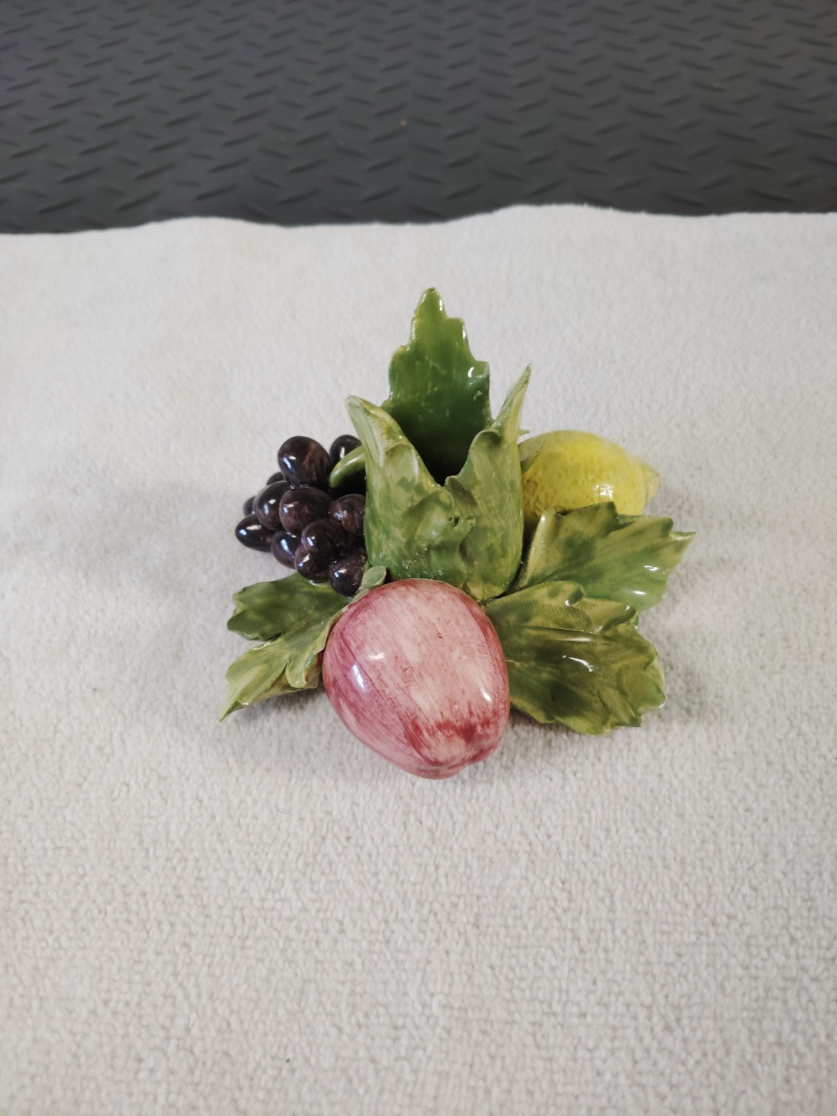 Vintage Capodimonte Italian Porcelain Fruit Taper Candle Holder | Hand Painted