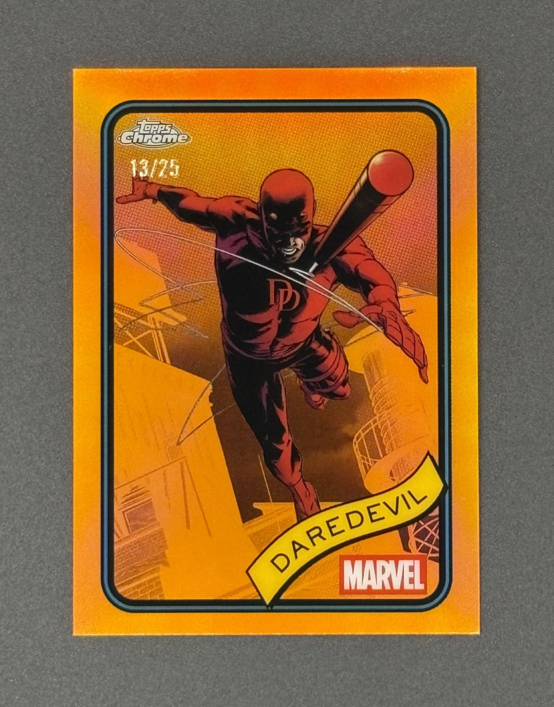 2025 Topps Chrome Marvel #97 Daredevil Doom Spider-Man Gambit TRUE ORANGE /25