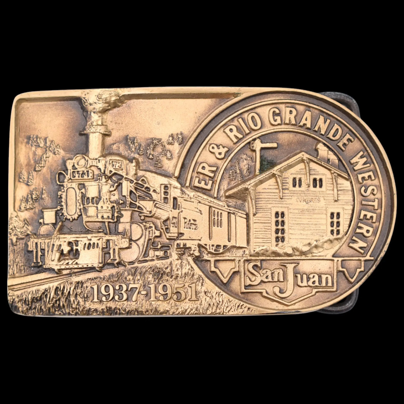 ER& Rio Grande Western RR San Juan Colorado Solid Bronze Vintage Belt Buckle