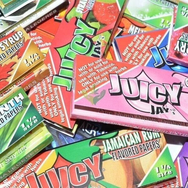 💚24 PACK JUICY JAY'S ROLLING PAPERS 1 1/4 SIZE✨32 LEAVES/PACK💛ASSORTED FLAVORS