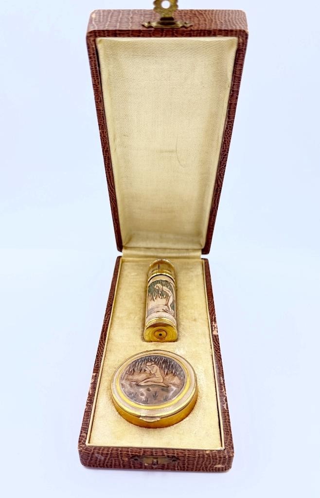 Antique 1920s L'Aiglon The Eaglet French Perfume & Compact Set w/ Original Box