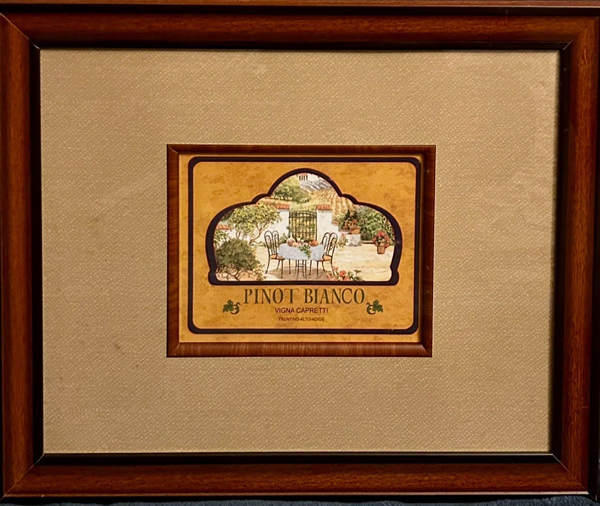 Framed Lithograph Print “Pinot Bianco Vigna Capretti Trentino-Alto…” 19.5x22.5