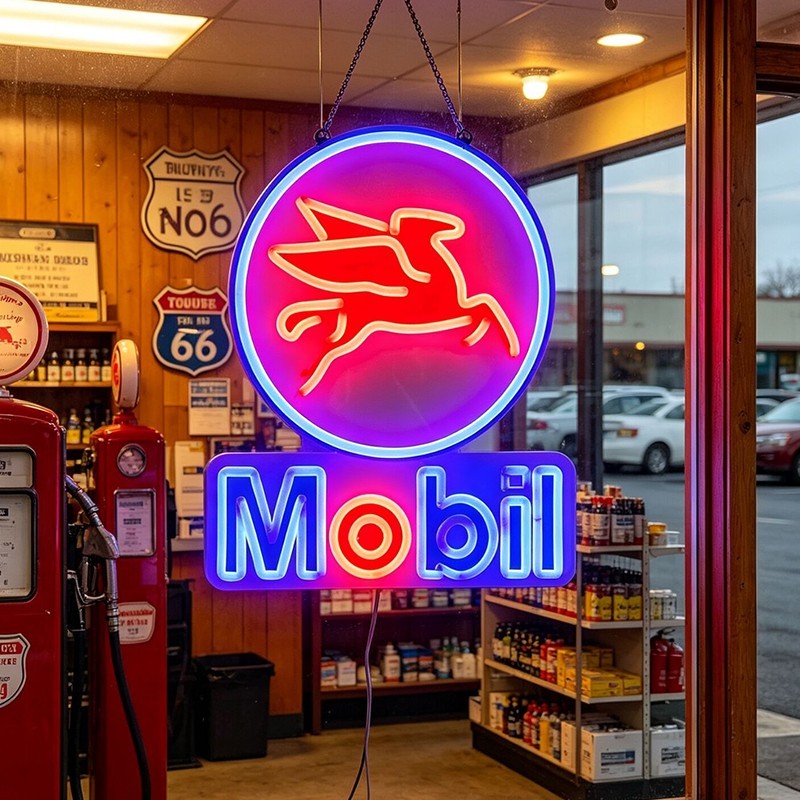 US STOCK Mobil Gasoline Dimmable LED Neon Sign 16\