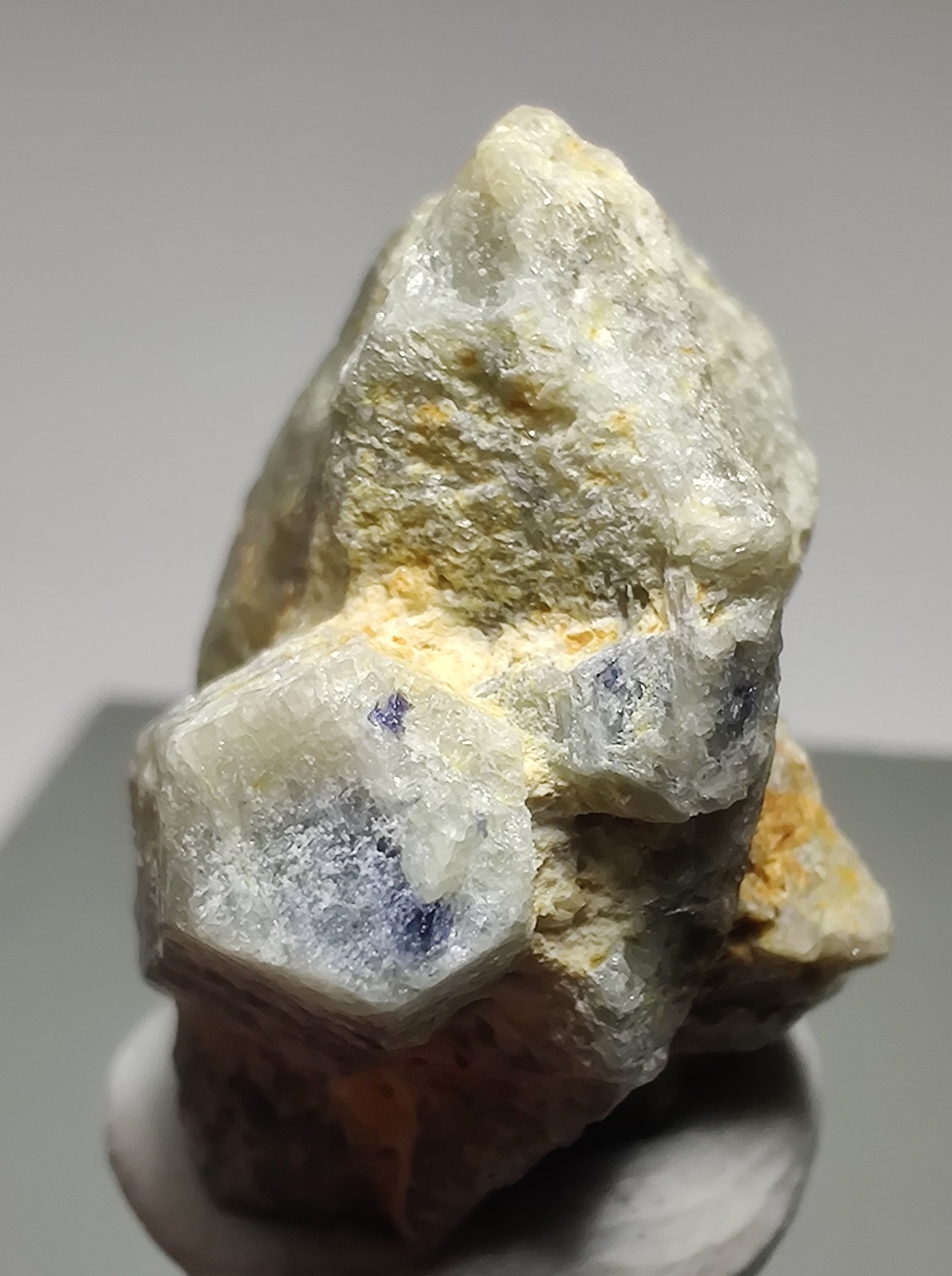 Sapphire crystals with blue inclusions, Rare North Carolina. 2 cm.