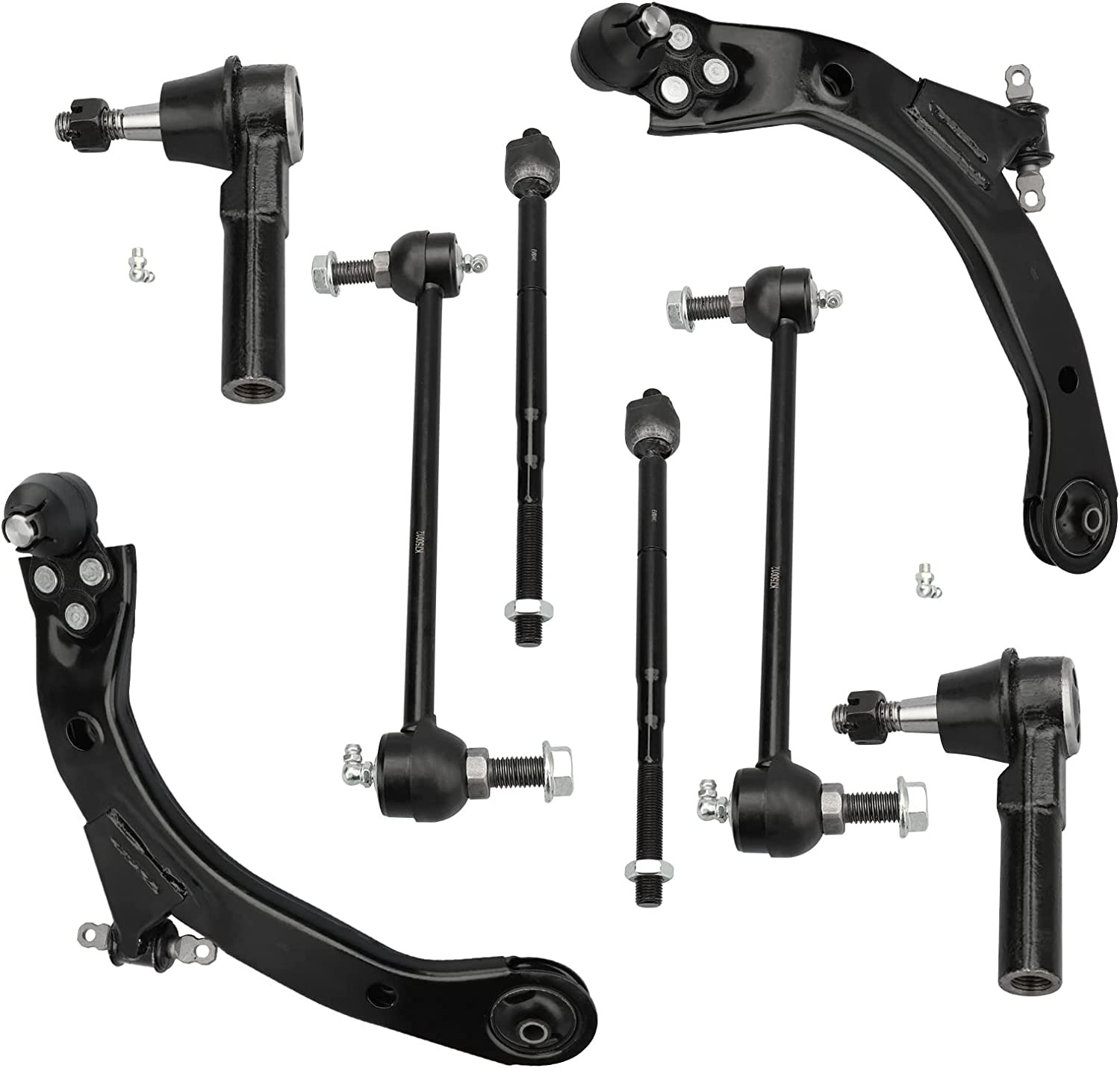 8PCS Set Front Lower Control Arms W/Ball Joints, Sway Bars Inner and Outer Tie R