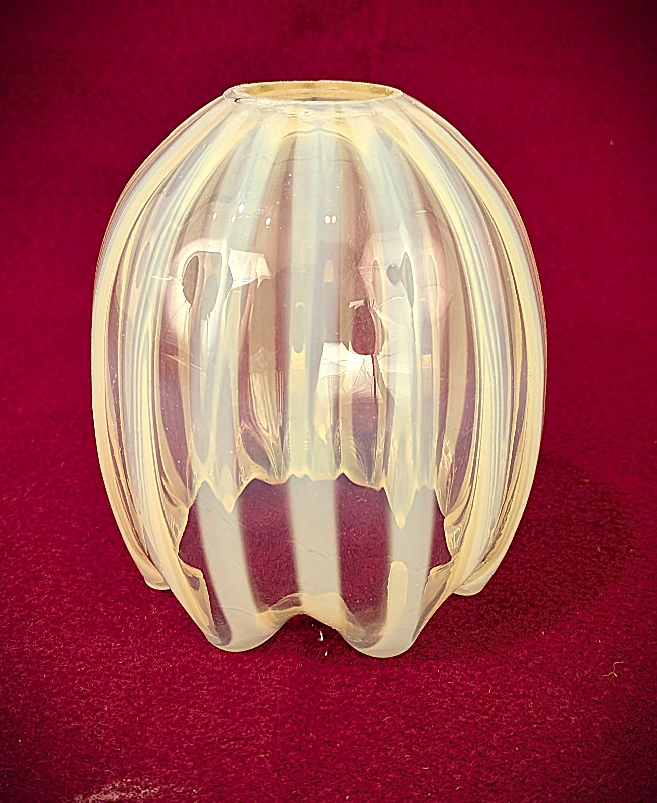 Antique French Art Nouveau Opaline Glass Lamp Shade