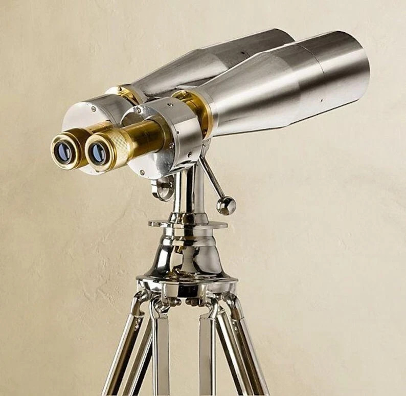 1920s Century Nautical Naval Fully Brass Victorian Heavy Binoculars Chrome