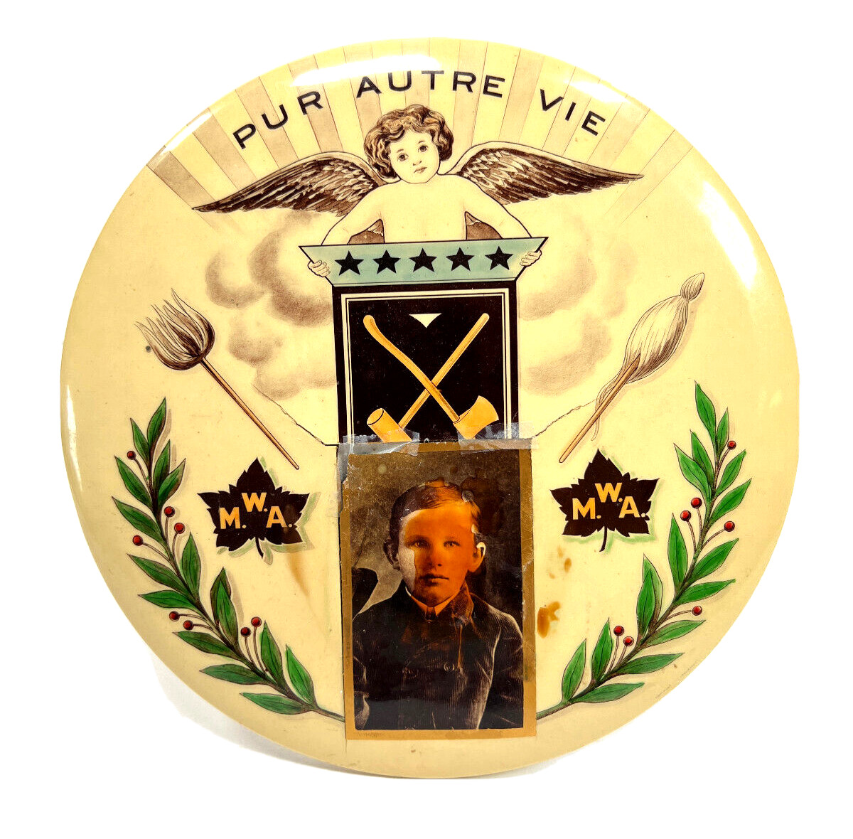 Antique Modern Woodman of American 'Pur Autre Vie' Lrg Celluloid Photo Frame