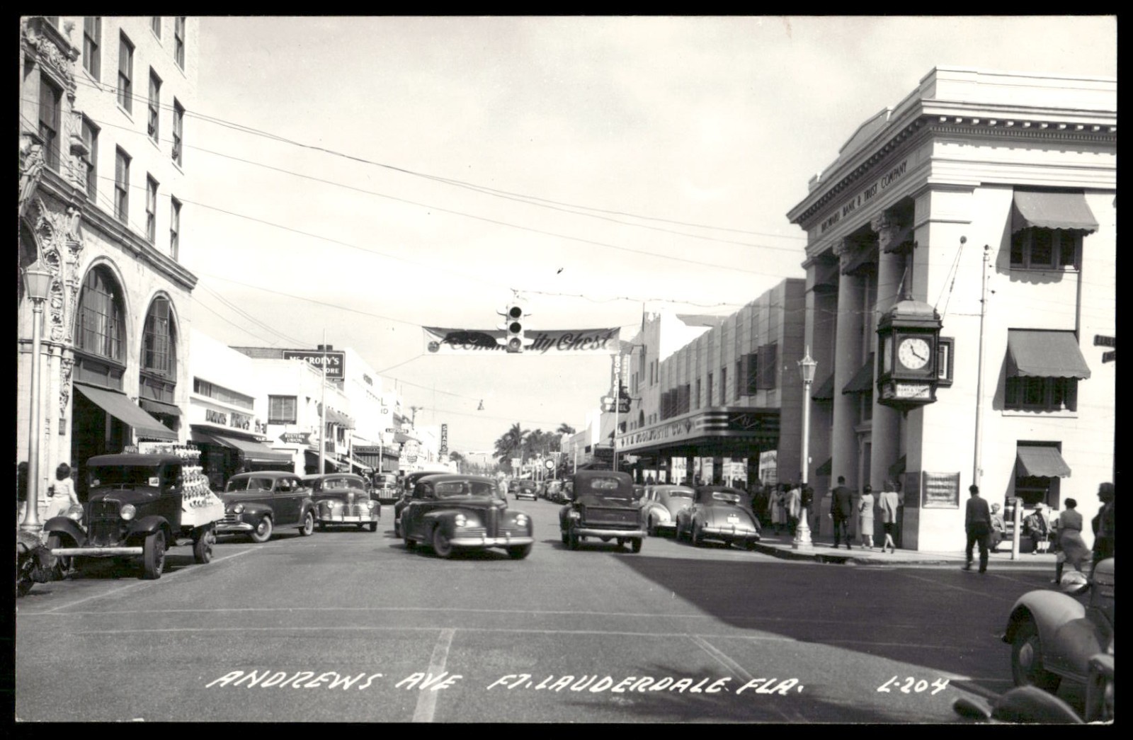 Vintage Postcard Real Photo Andrews Ave Ft Lauderdale Florida