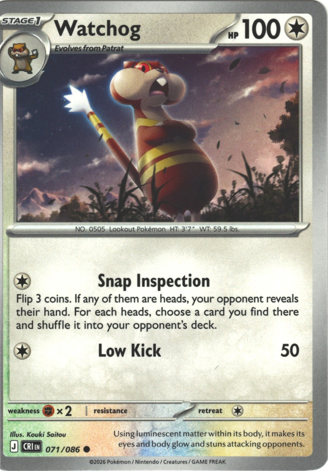 Pokemon  Chaos Rising :  Watchog Holo