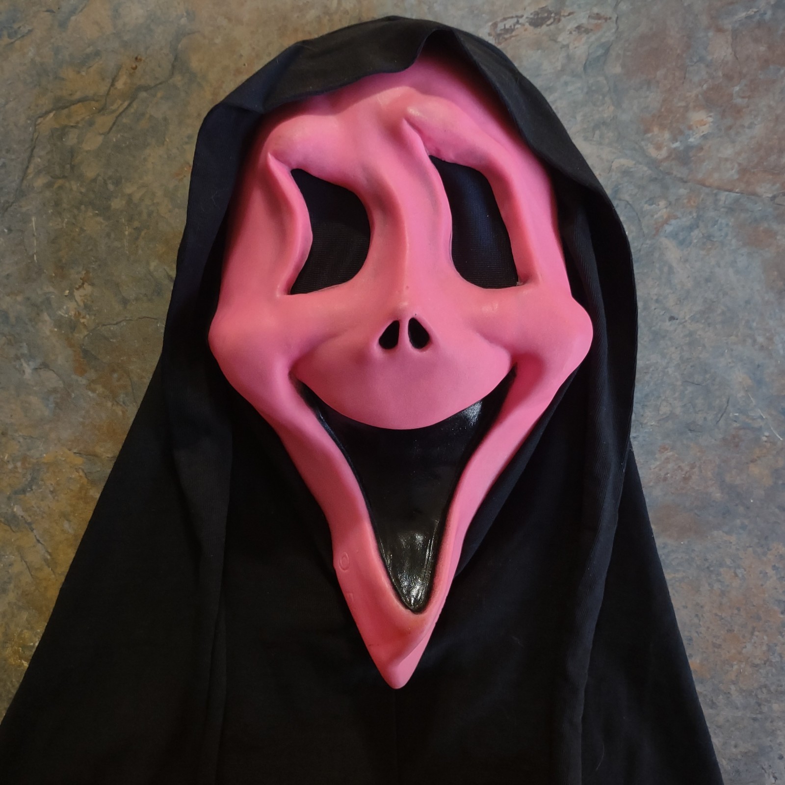 Fun World Silly Ghost Mask Neon Fluorescent Pink Cotton Schroud Scream Halloween