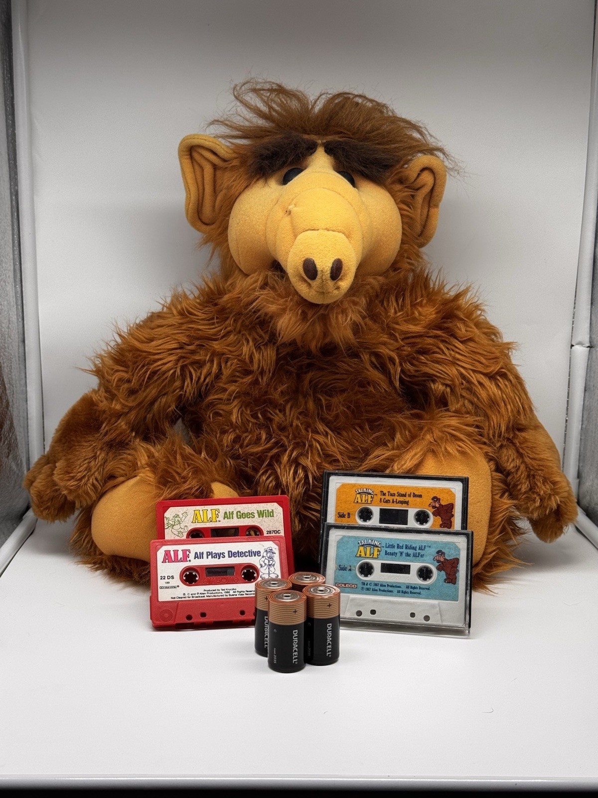 Vintage Talking ALF Cassette Player Plush Doll + 4 Tapes Works Needs Repair