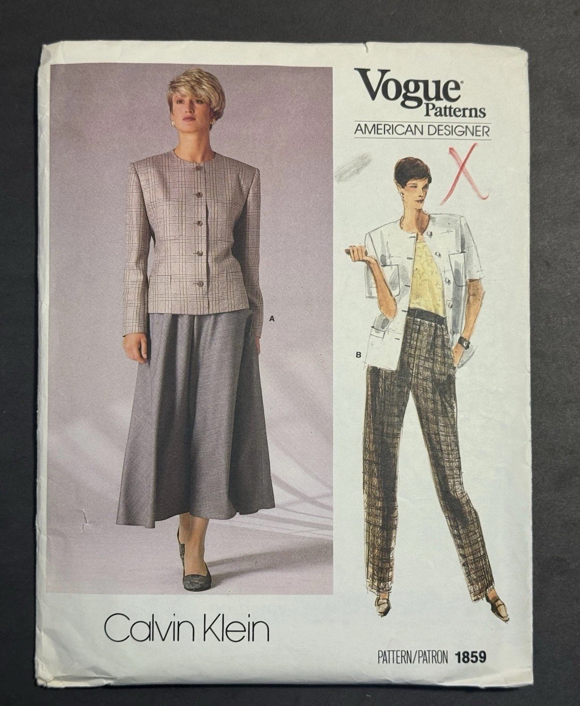 Vogue Pattern #1859 Calvin Klein Misses Jacket, Skirt, Pants Size 10 Uncut