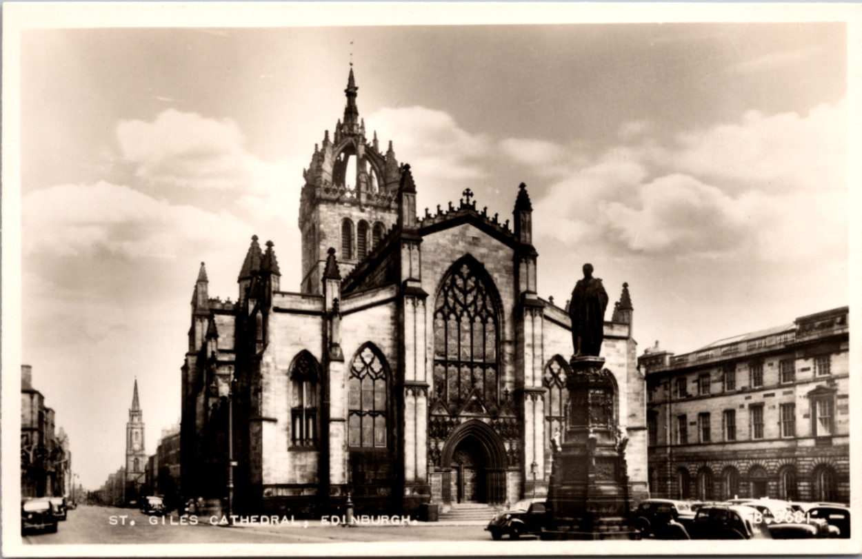 Vintage RPPC St. Giles Cathedral Edinburgh Scotland Valentine\'s Postcard
