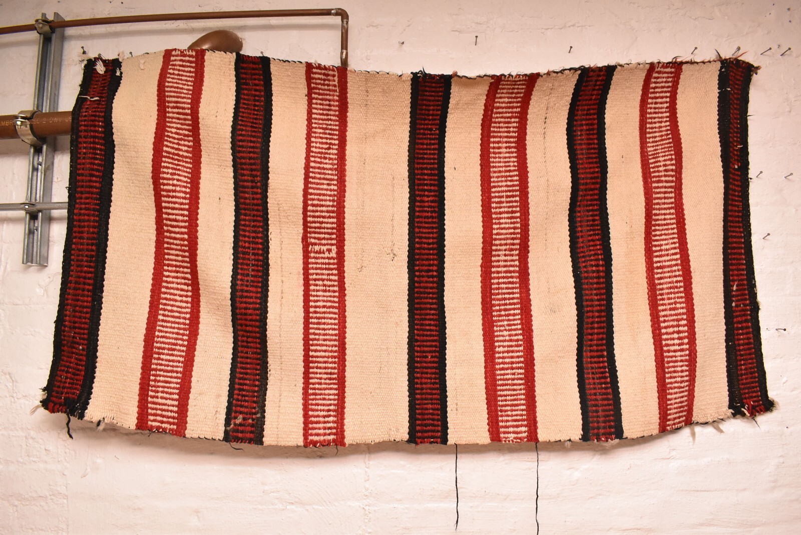 Antique Navajo Rug Native American VTG Diyugi STRIPED Wearing BLANKET 62x33