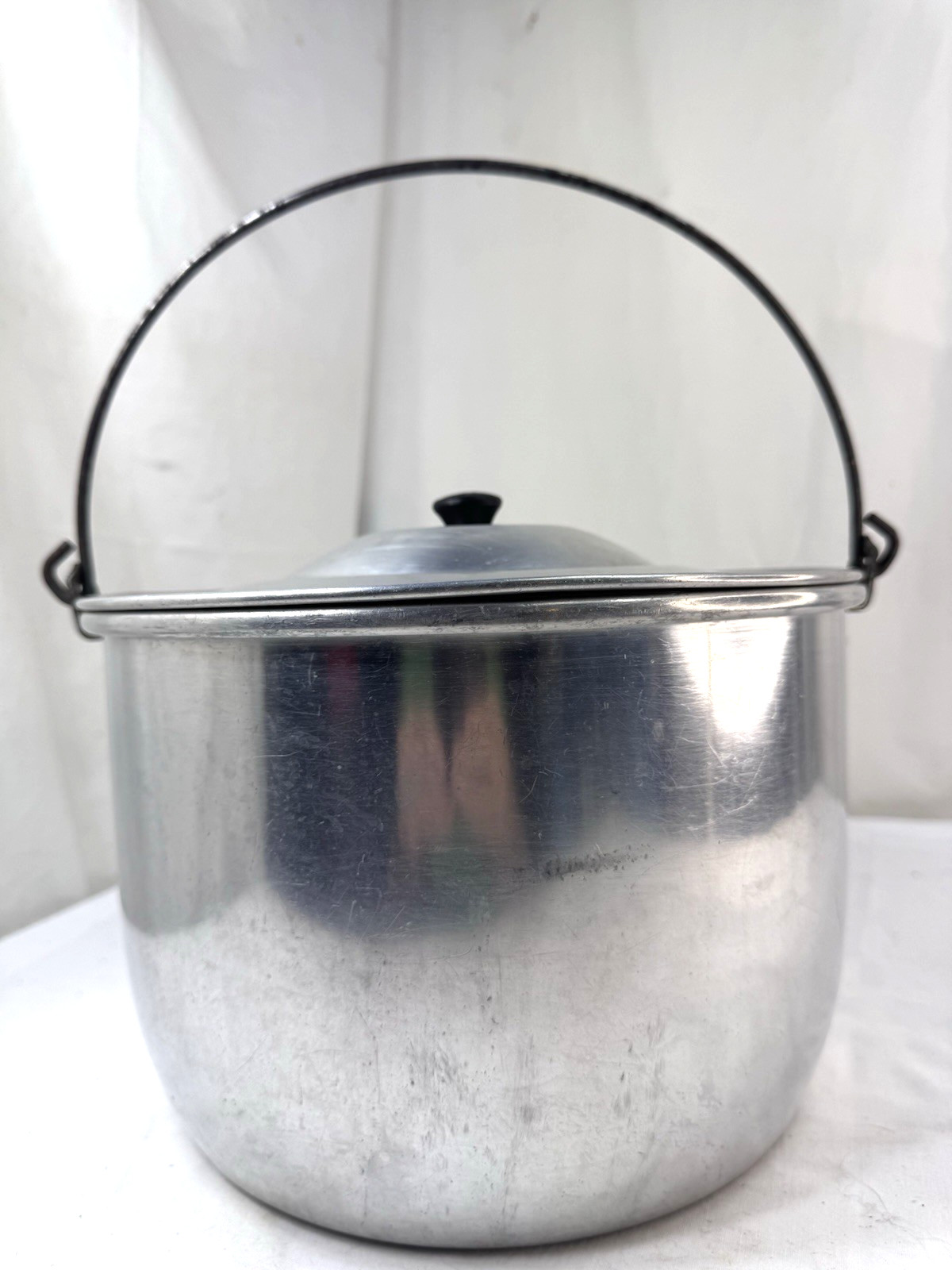Vtg Wear Ever Large Stock Pot Wire Bail Handle Grip #10 USA Aluminum Camping FSh