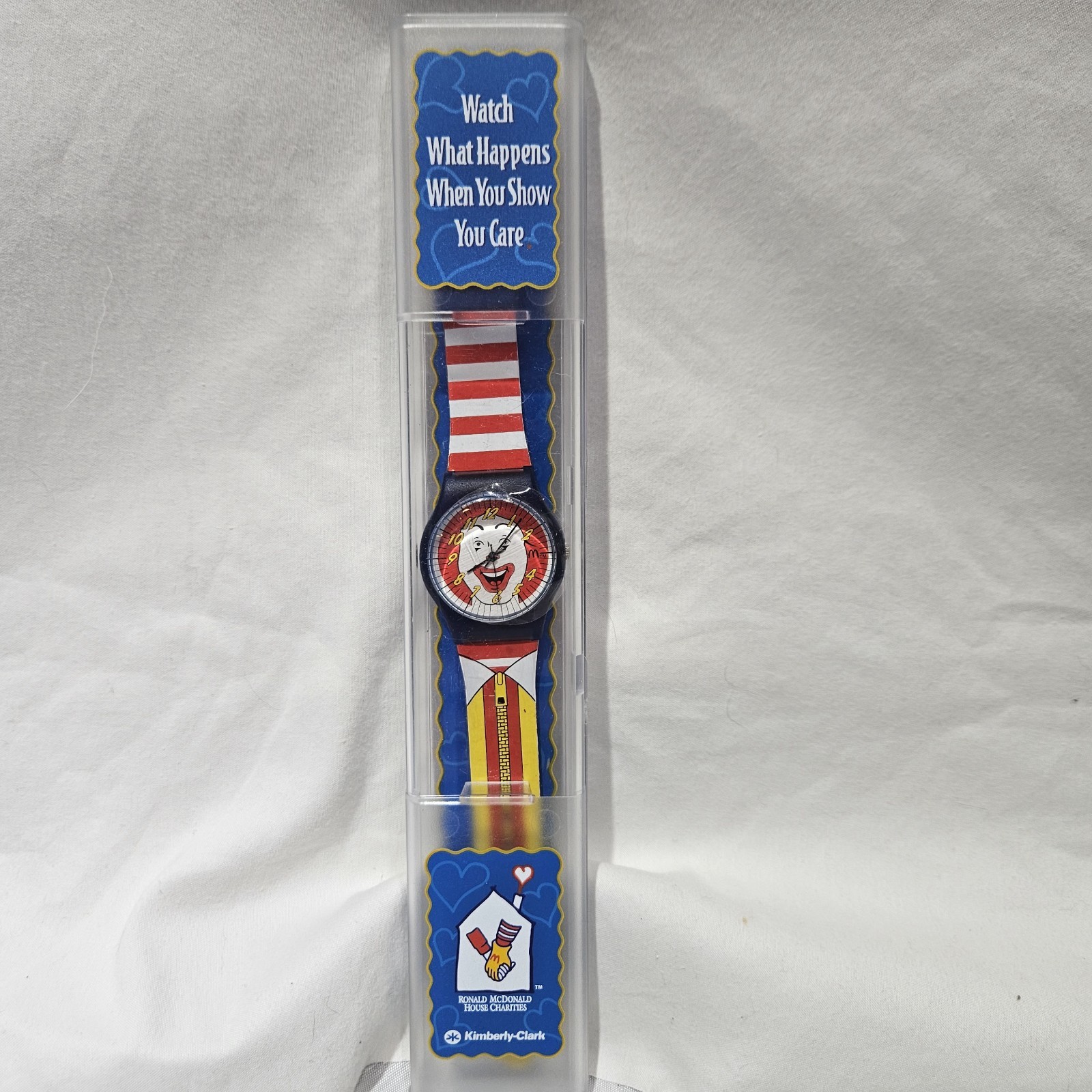 Vintage 1996 Ronald McDonald Wrist Watch Kimberly Clark, With Case