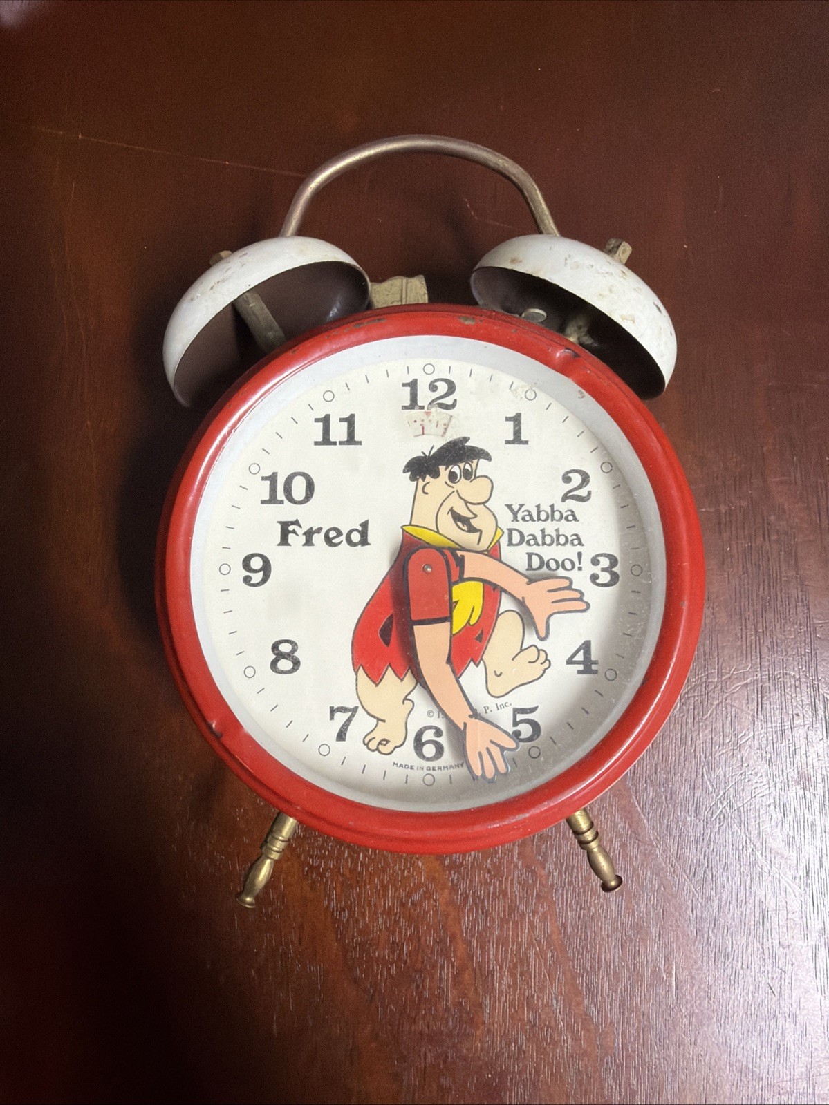 Vintage Fred Flintstone 1973 Wind Up Alarm Clock H.B.P Inc Germany
