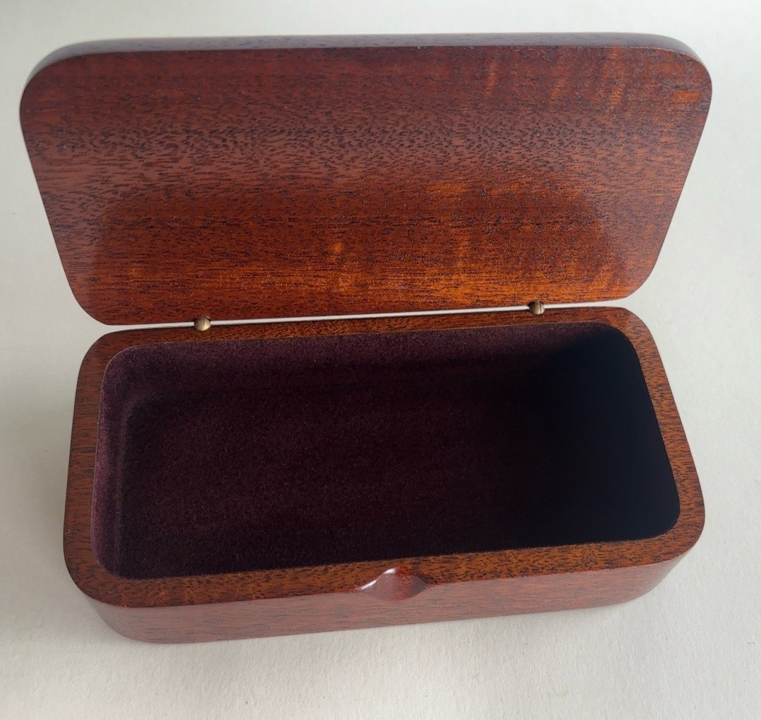 Handcrafted Pinkwood Burlwood on Mahogany Wooden Keepsake Jewelry Trinket Box 
