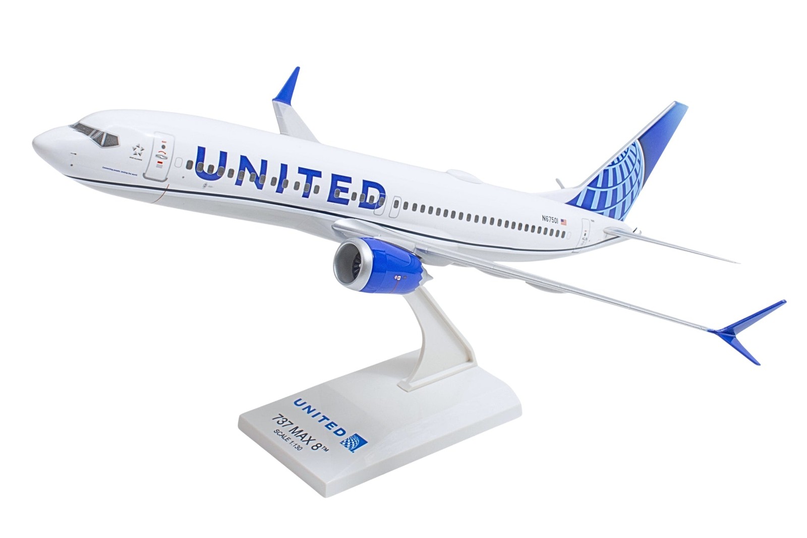 Skymarks SKR1166 United Airlines Boeing 737-Max 8 N67501 Desk 1/130 Jet Model