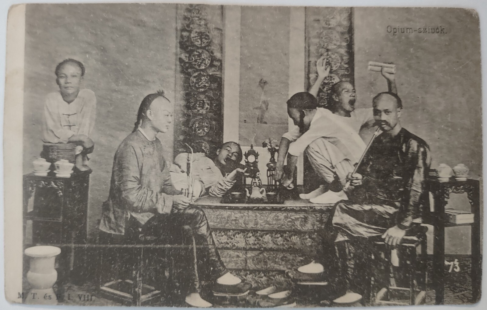 Vintage Postcard China RPPC Opium Den Stoned AA57