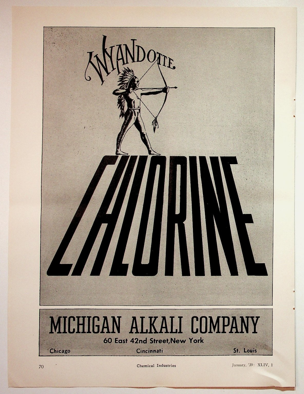 Michigan Alkali Company 1939 Wyandotte Chlorine Print Advertisement 8x11