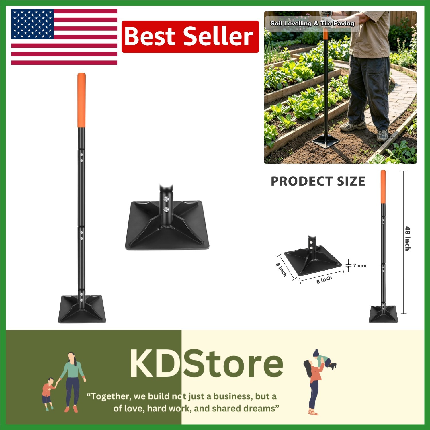Versatile Steel Tamper Tool 8x8 Inch for Efficient Ground Leveling Projects