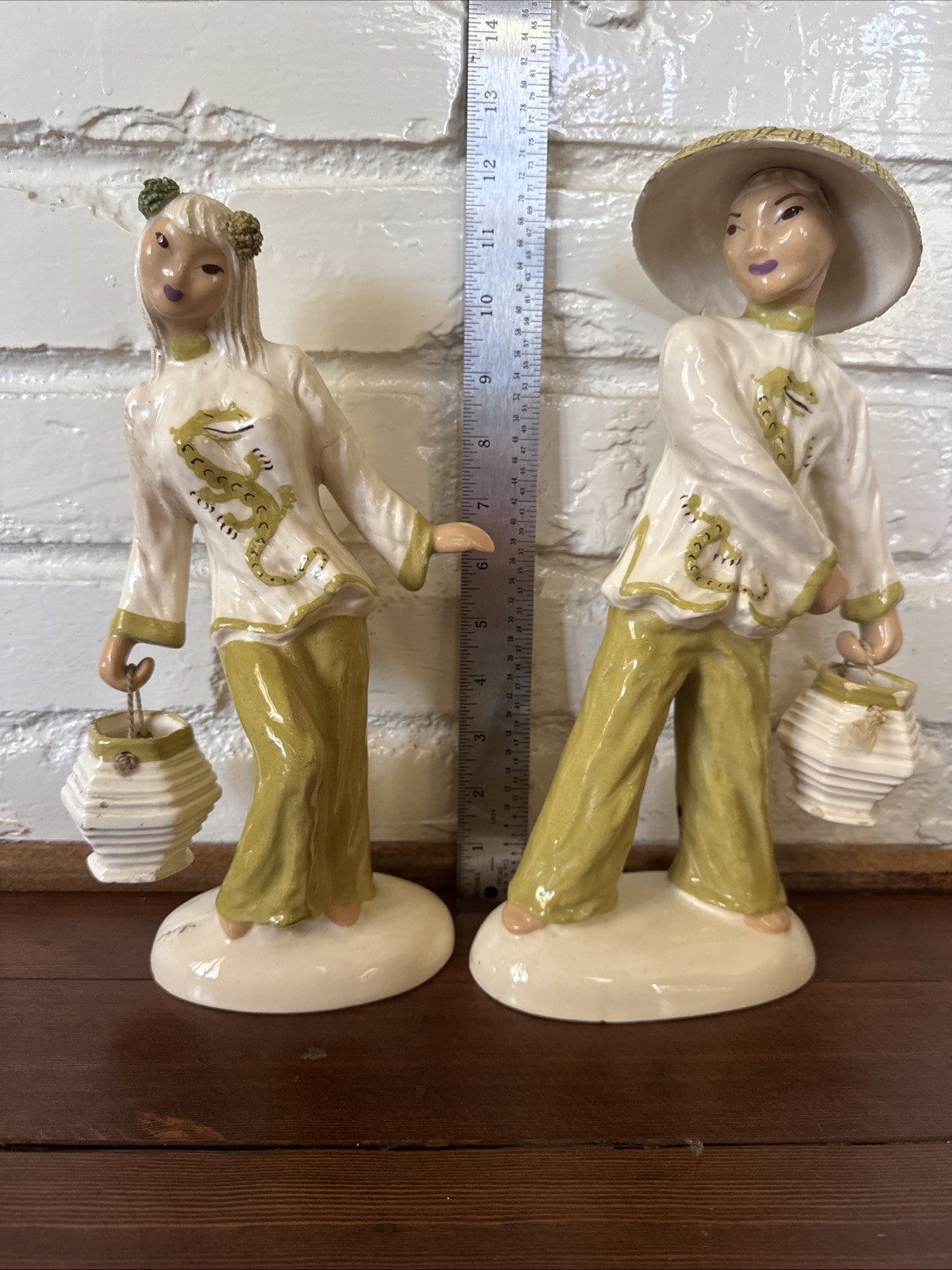 VTG Asian Couple Hedi Schoop Signed Figurine Statues 12\