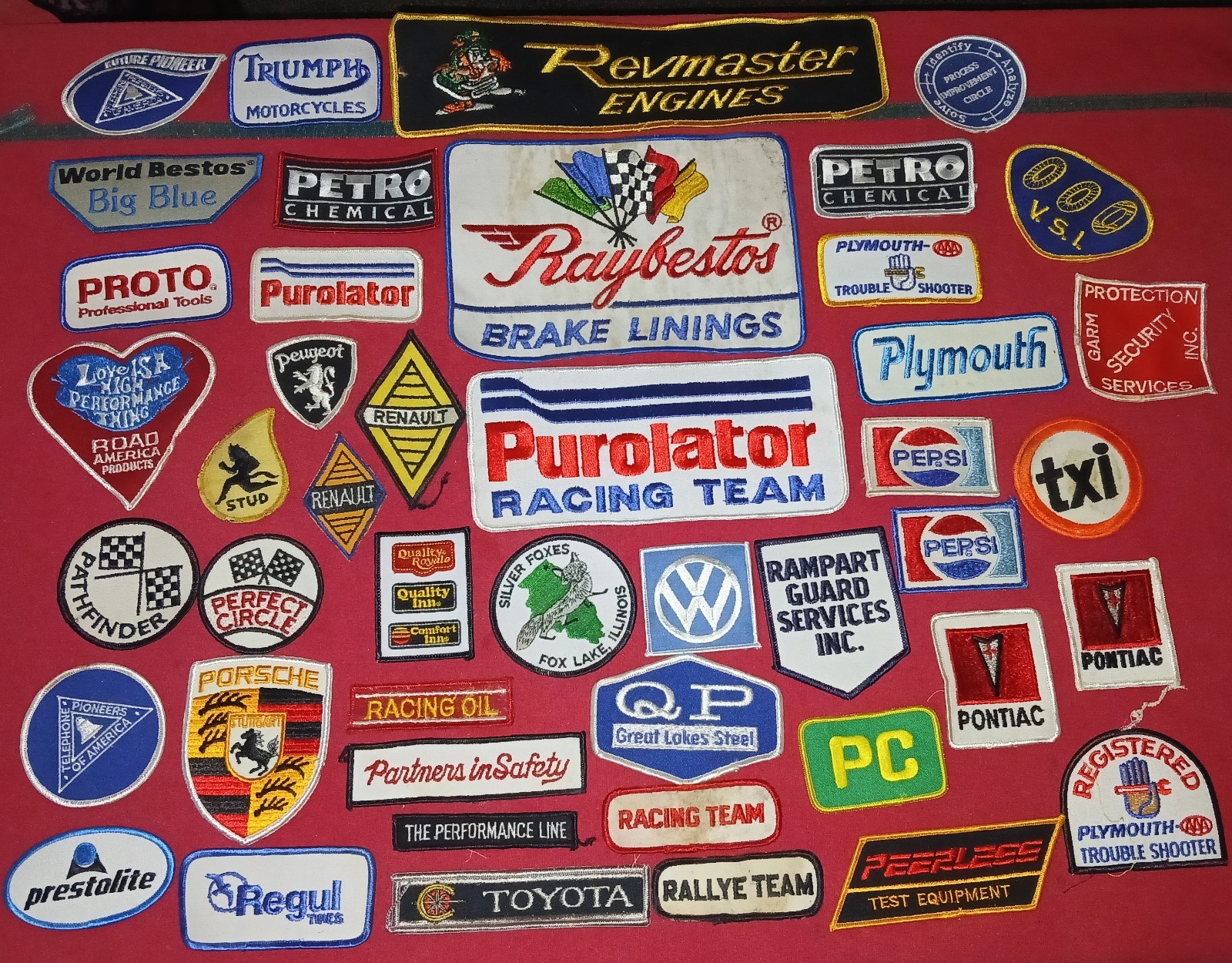 Vtg Racing Car Auto Gas Oil Parts Embroidered Patch Giant 45 Lot NOS New Rare