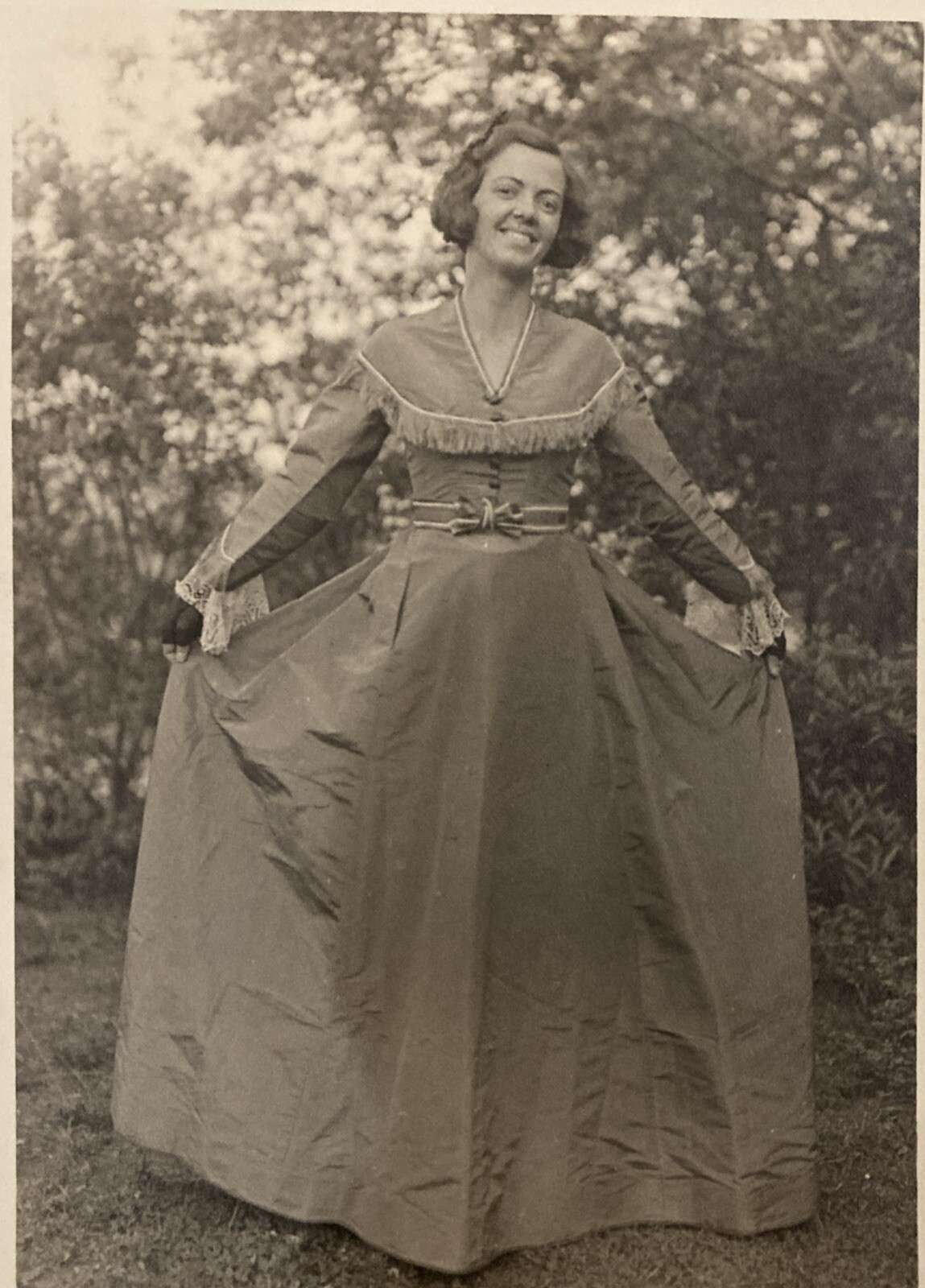 Pretty Girl Modeling A Civil War Time Dress Photograph c1925