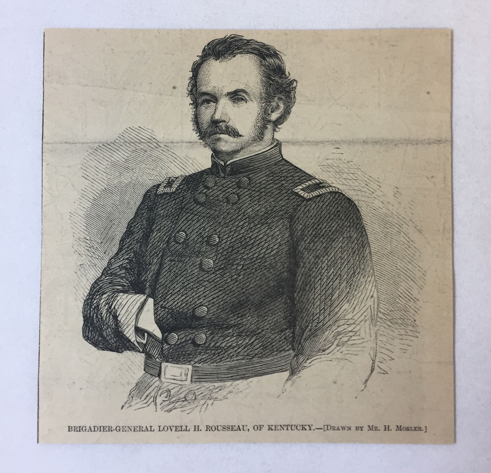 1861 magazine engraving~BRIGADIER GENERAL LOVELL H ROUSSEAU, KENTUCKY