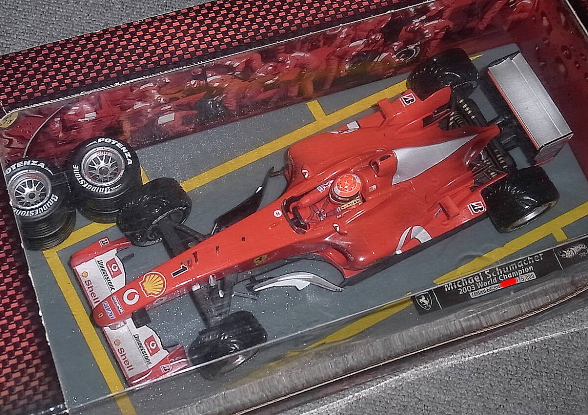 Mattel 1/18 Ferrari F2003-GA Schumacher Model Car Weathered Rain Edition