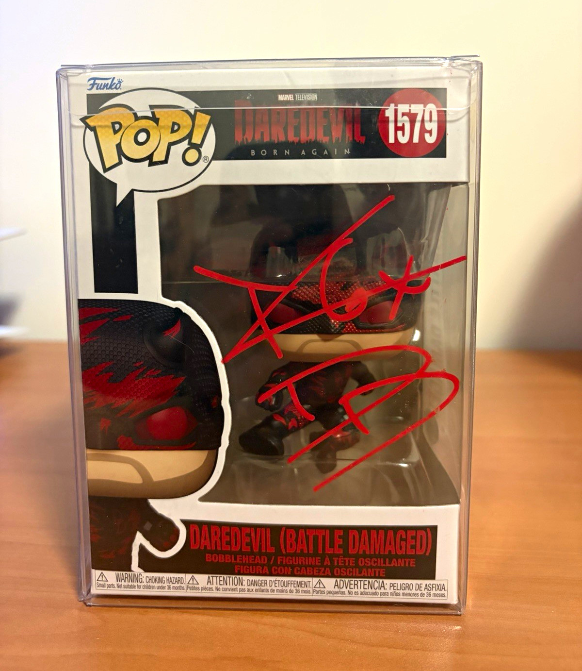 Funko Pop Marvel Daredevil Battle Damaged #1579 Autographed JSA CR28212