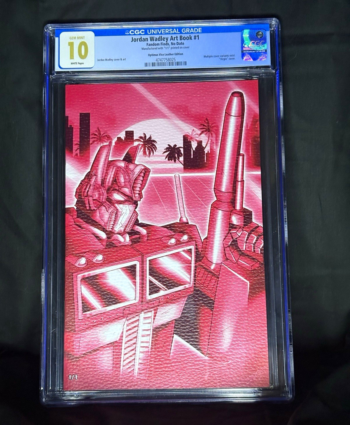 Fandom Finds Jordan Wadley Art Book #1 Optimus Vice Variant Cover CGC 10