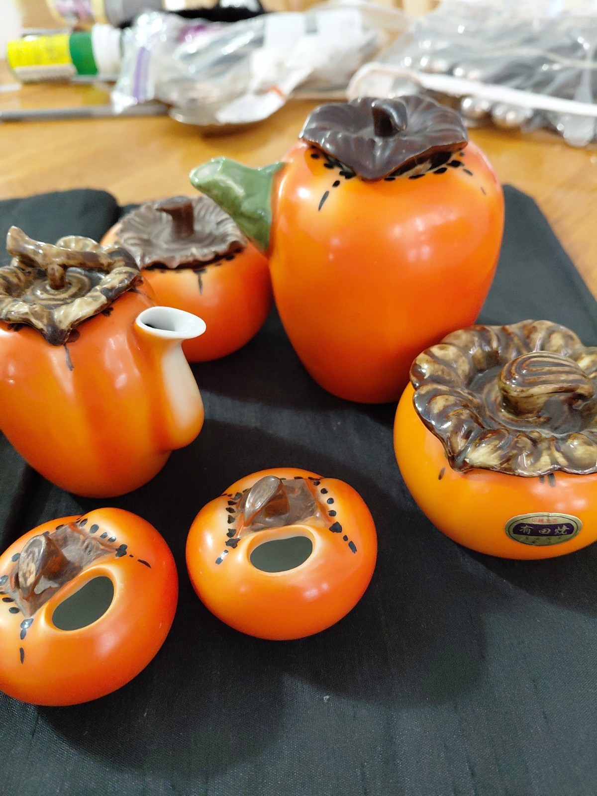Vintage Japanese Arita Ware Persimmon Set