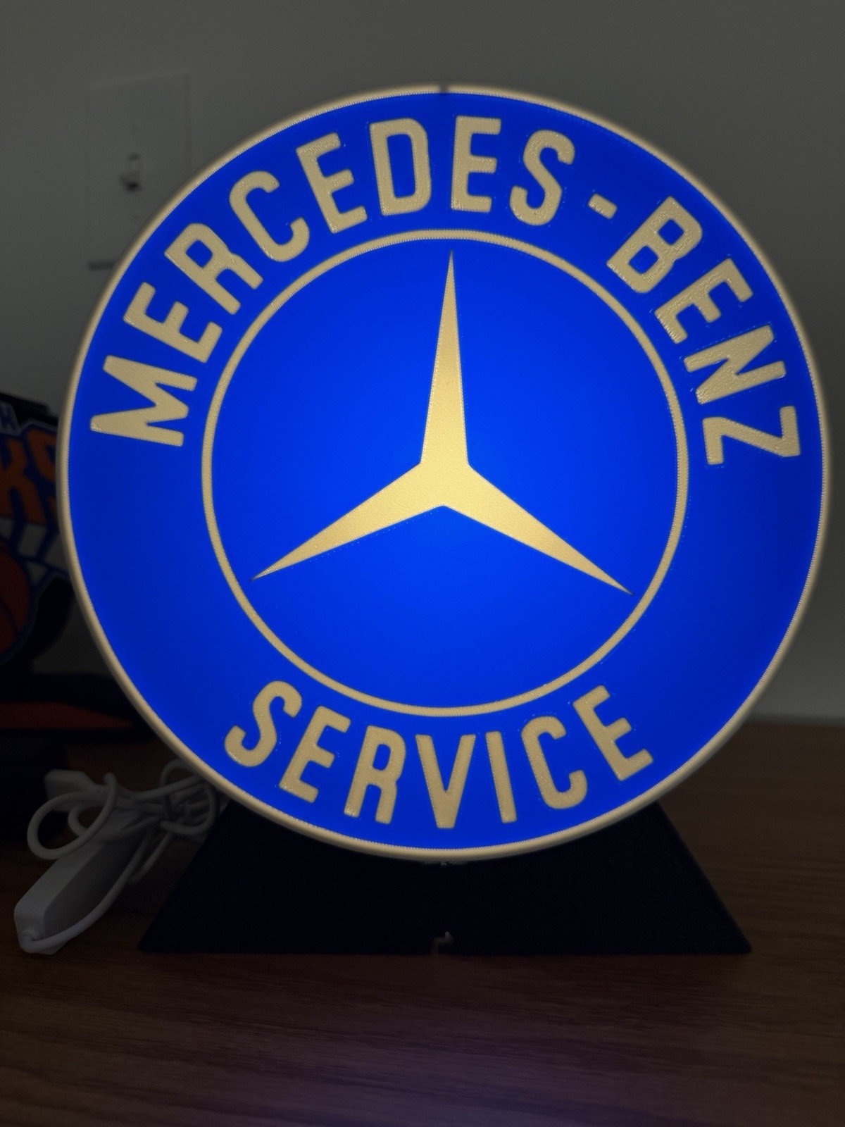 Mercedes-Benz Service Lighted Advertising Sign Blue Automobiles Europe