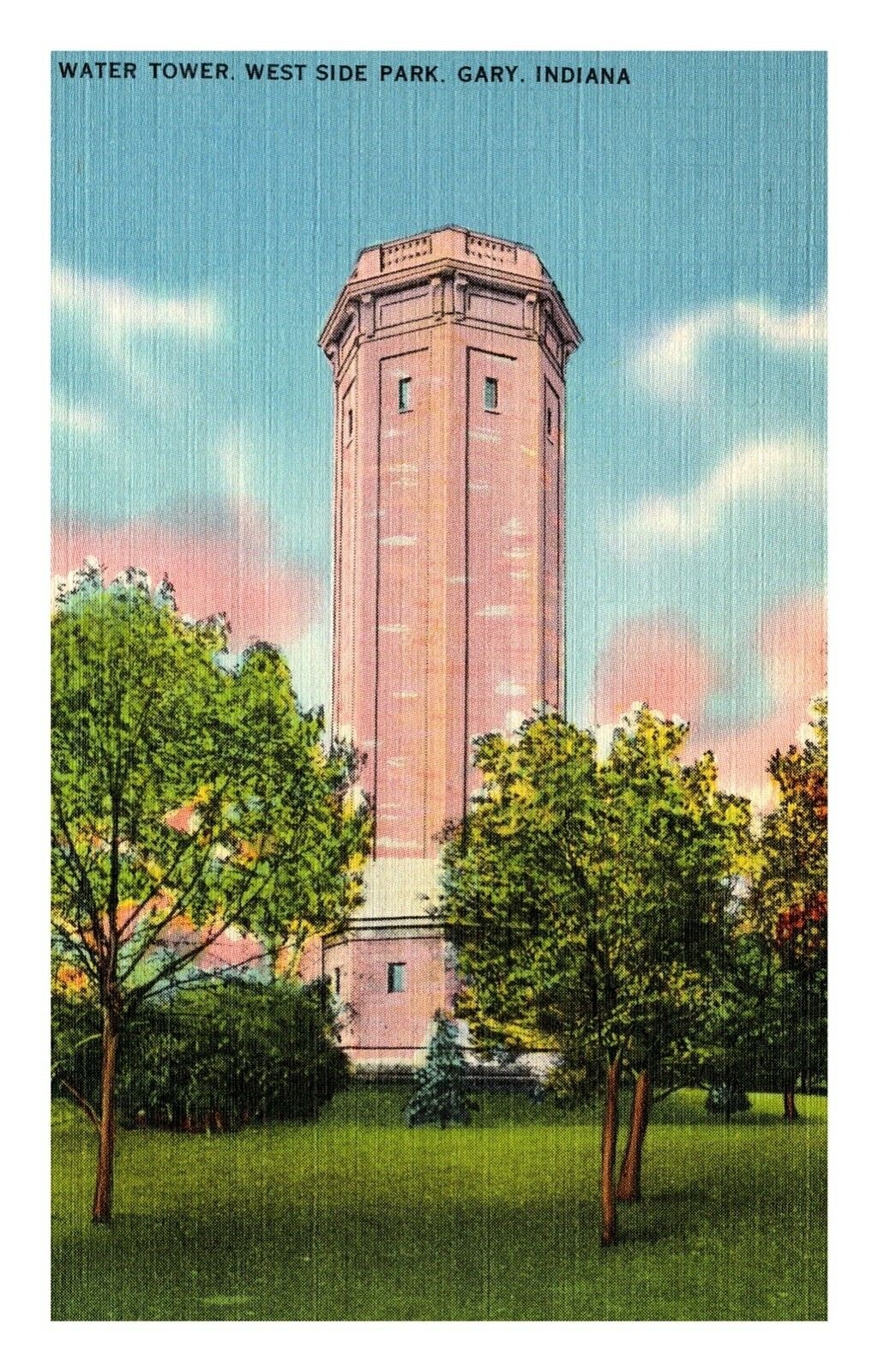 Water Tower West Side Park Gary Indiana Vintage Postcard 