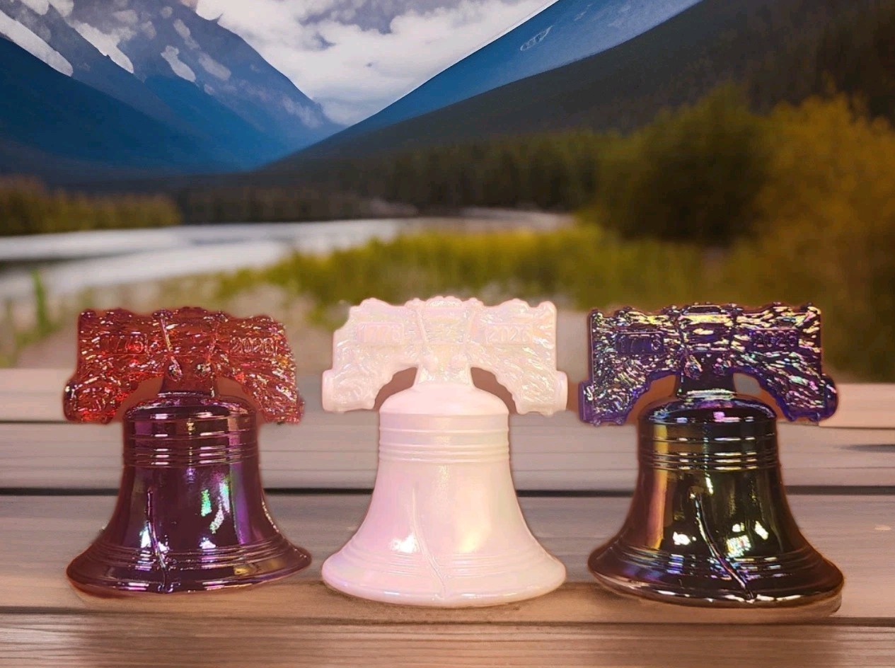 Liberty Bell Set  1 Each of Mosser Red Carnival, Milk Carnival & Cobalt Carnival