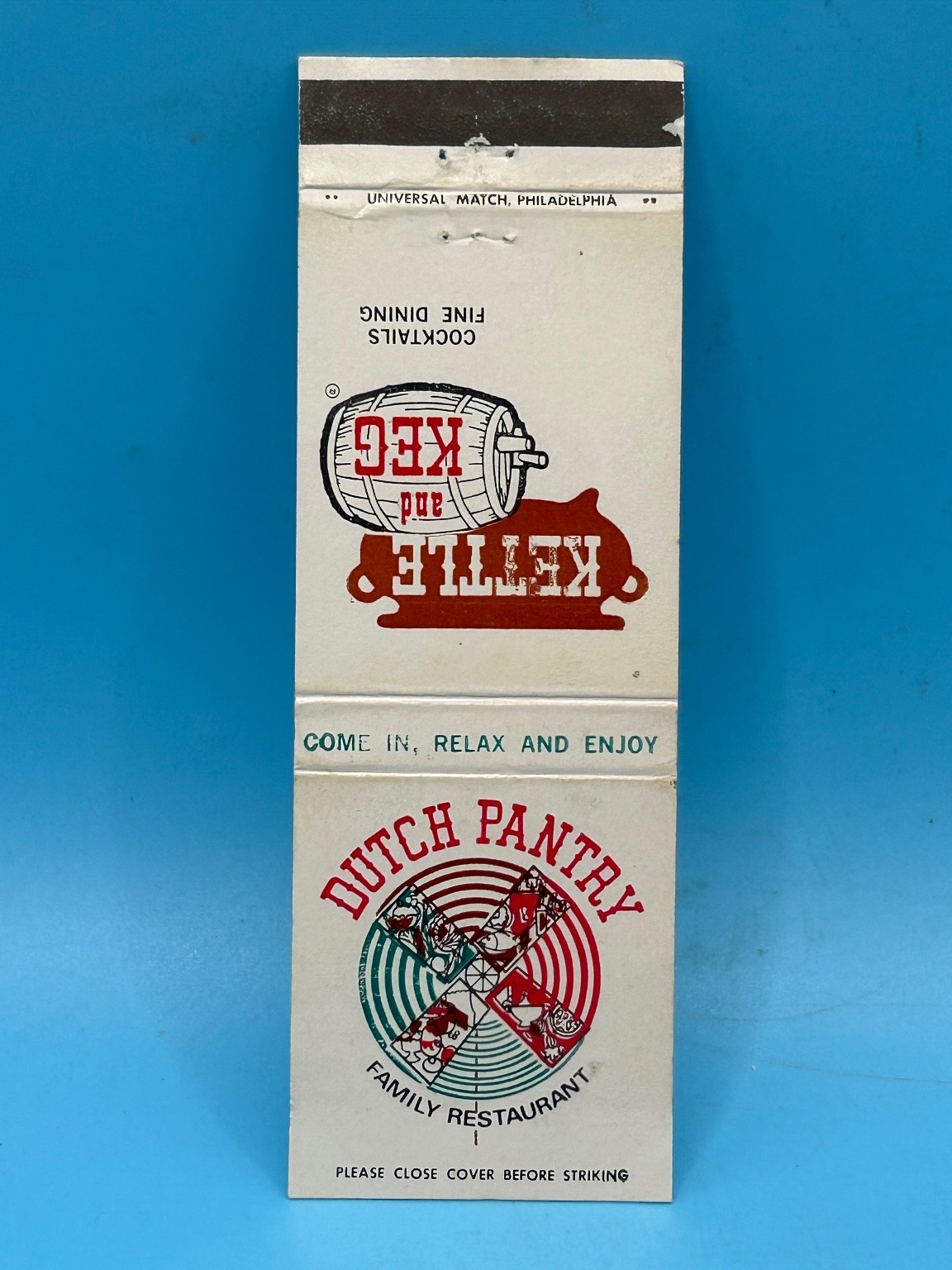 Vintage Kettle & Keg Dutch Pantry Matchbook Cover Restaurant Locations