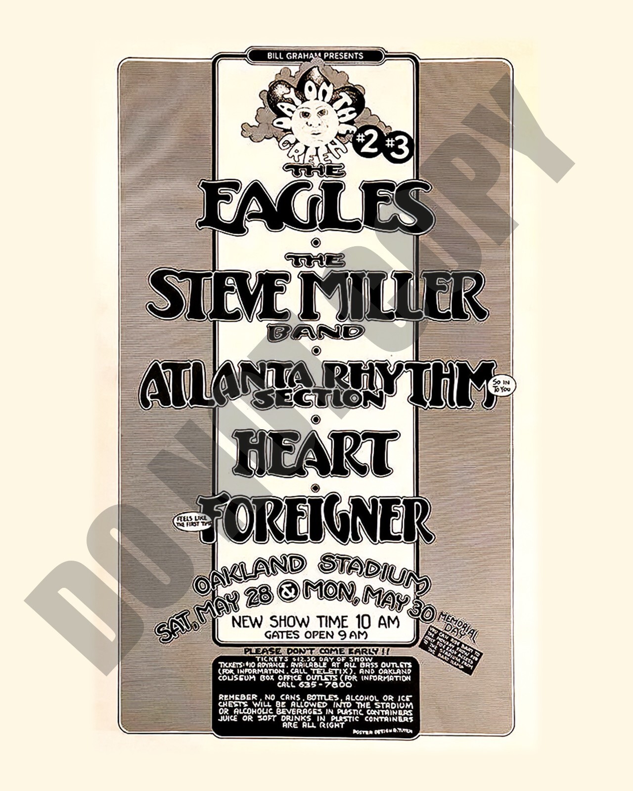 May 1977 Day On The Green #2 & 3 Concert Oakland Stadium Playbill Ad 8x10 Photo