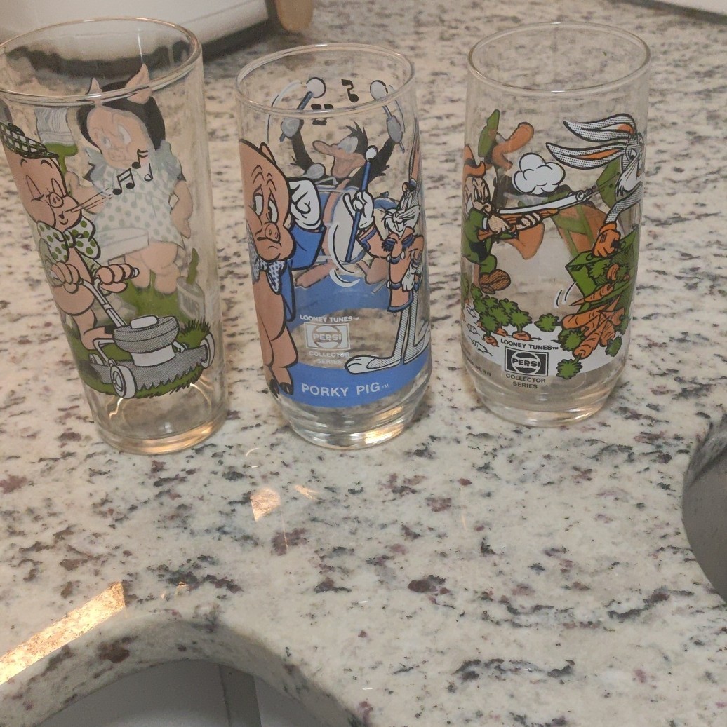 Vintage 1976 1979 Pepsi Looney Tunes Collector Series Glasses Lot of 3 Mint