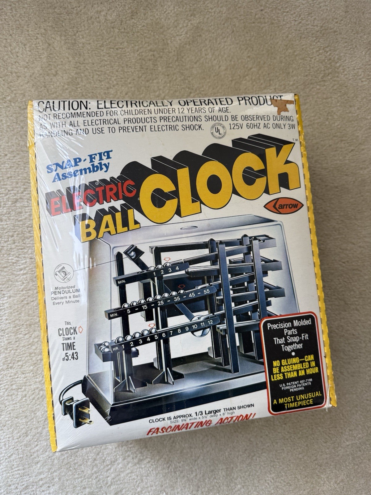 1979 Vintage Arrow Electric Ball Clock Kit #675 Sealed, Never Opened