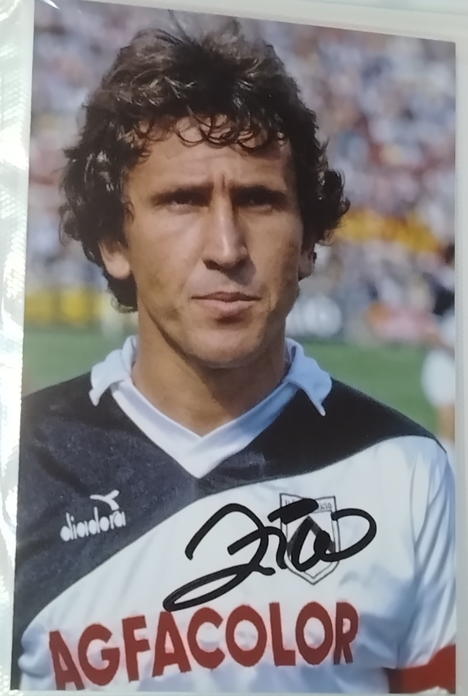 AUTOGRAPH ZICO ARTHUR DE COIMBRA PHOTO UDINESE FOOTBALL SHIRT N.10 DIADORA 80s