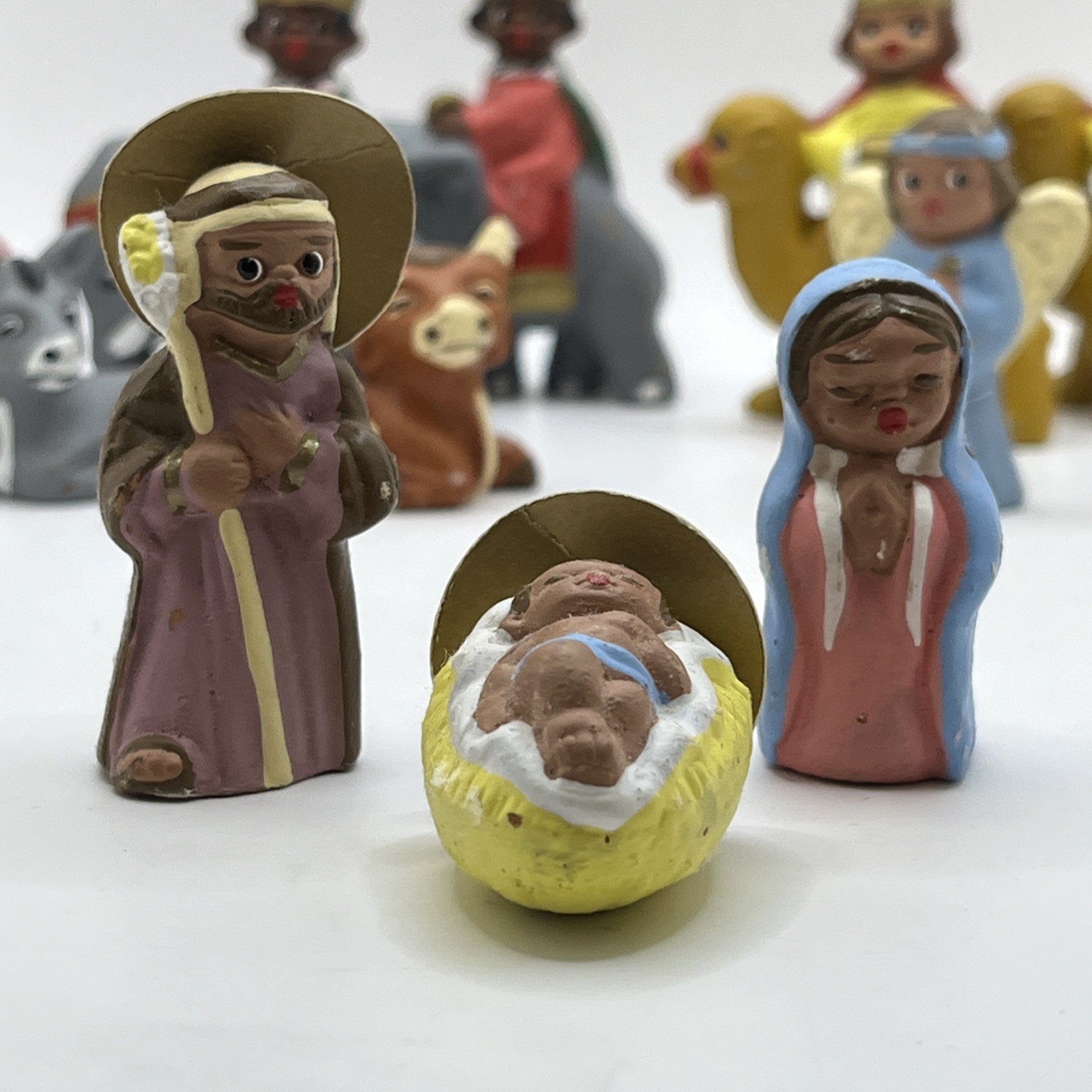 VTG SET 12 Retro 70’s ARTESANIA Mini HandPainted Mud People Nativity Figurines
