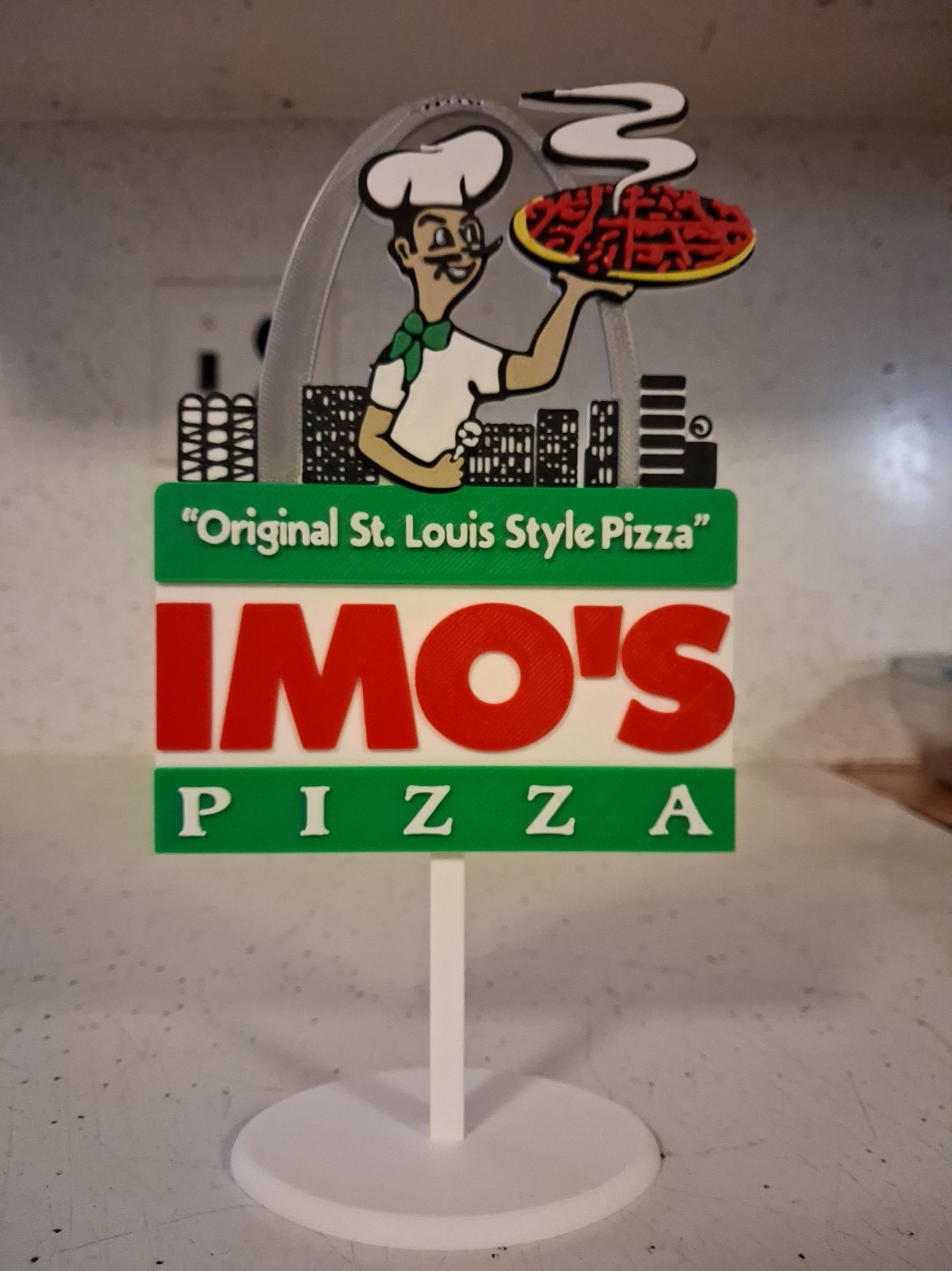 IMO'S  🍕 PIZZA 🍕 Restaurant. St Louis Missouri Mini Display Sign Diorama 7.5