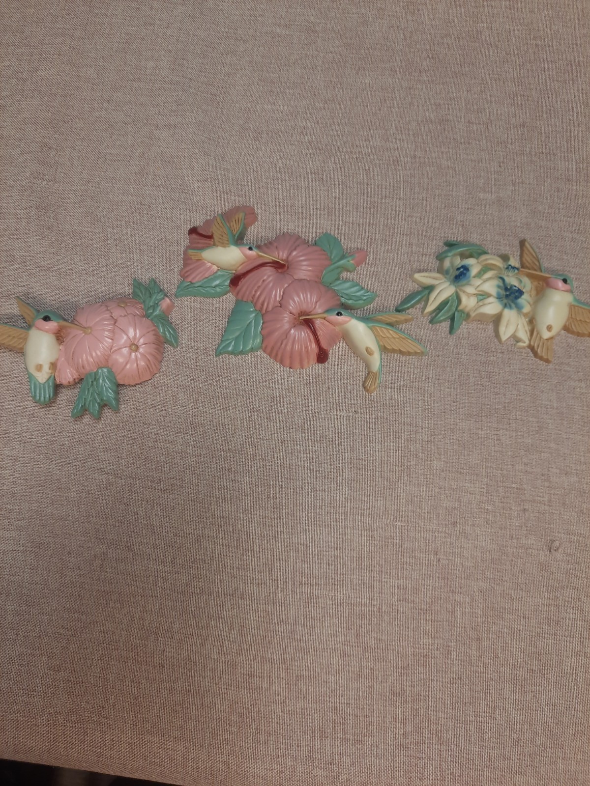 Vintage MCM Hummingbird Wall Decor  Burwood Lot Of 3