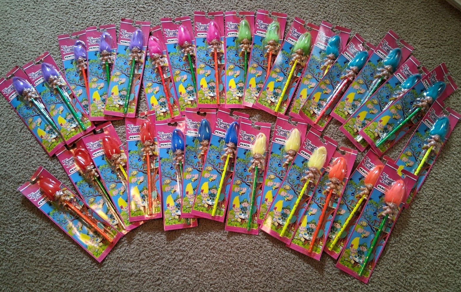 Vtg.1991 Lot Of 30 Treasure Trolls Pencils NIP