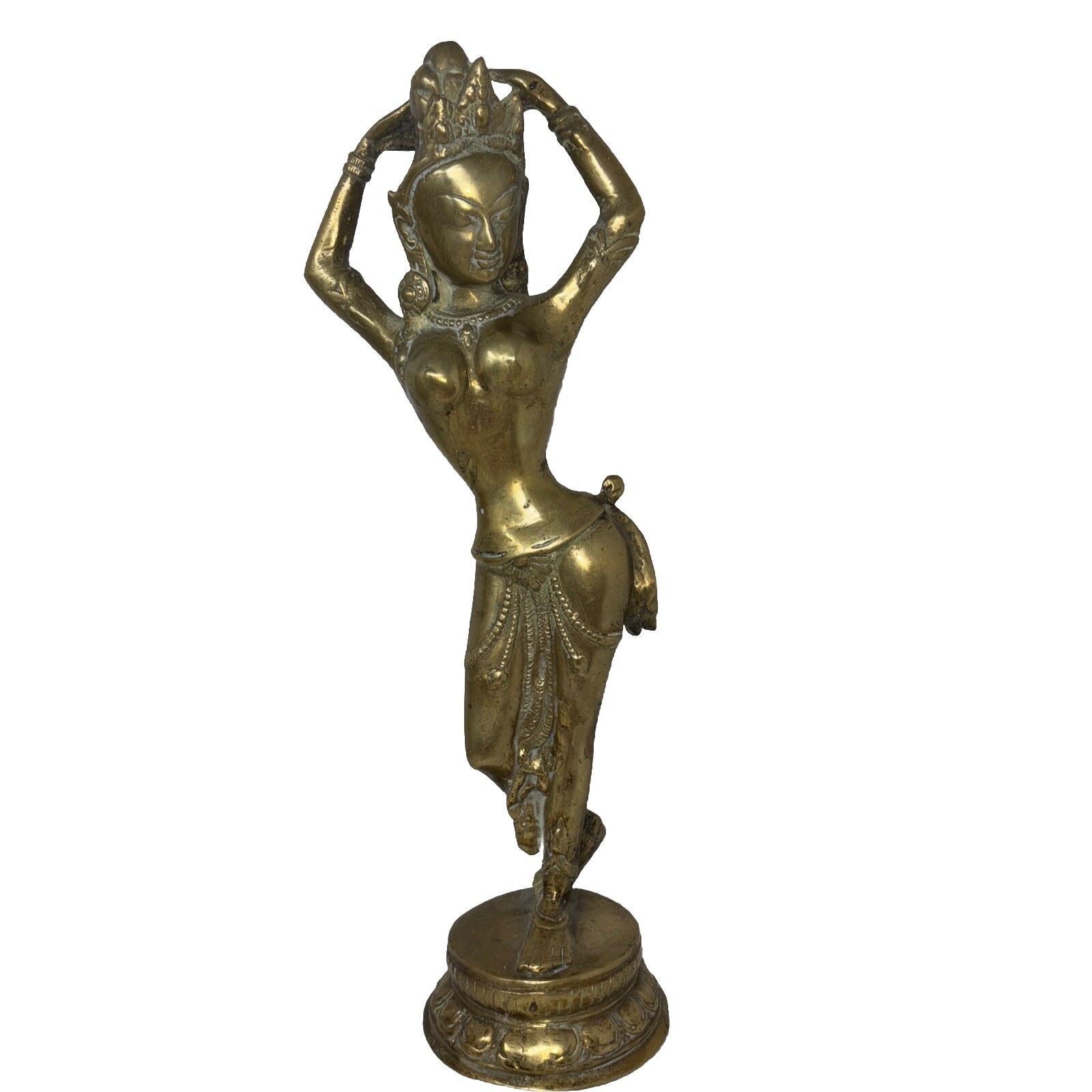 Vintage/antique? India Goddess Indian Hindu Brass Statue Dancer Dancing 17” Tall