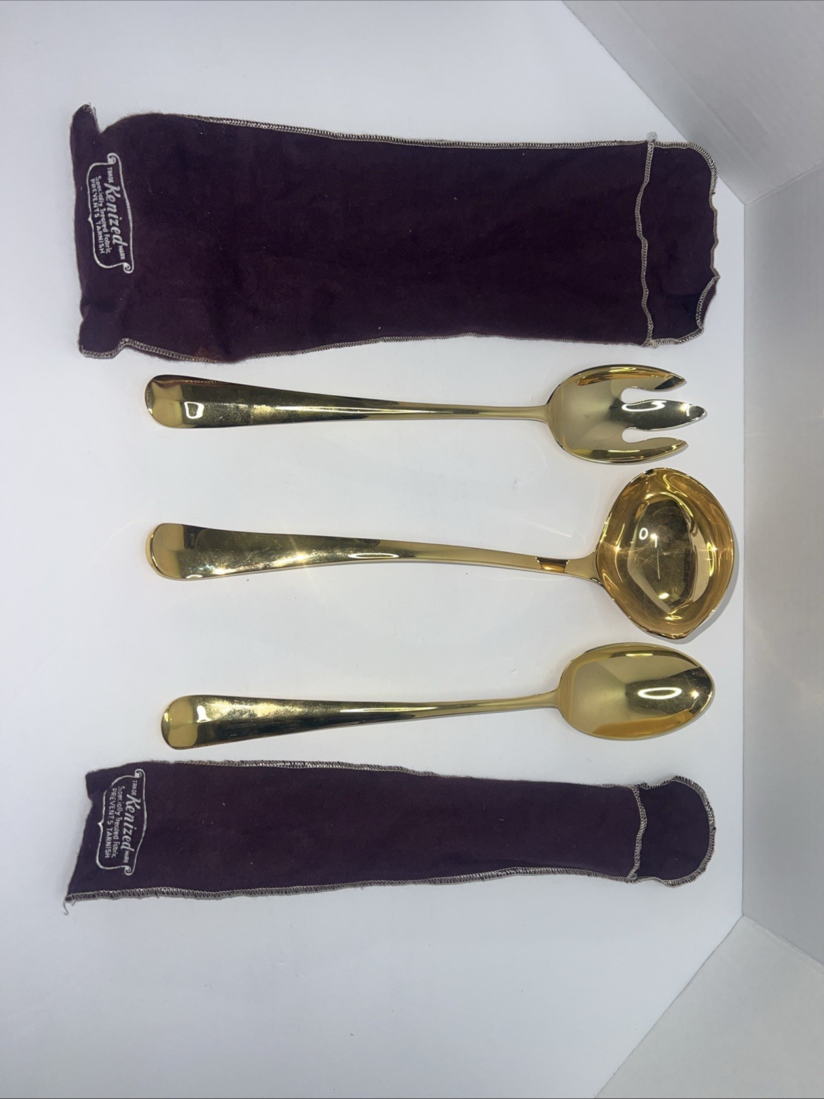 Goldtone- Georgian Ladle Circa 1740 Reproduction By Gerity With Box - Set Of 3
