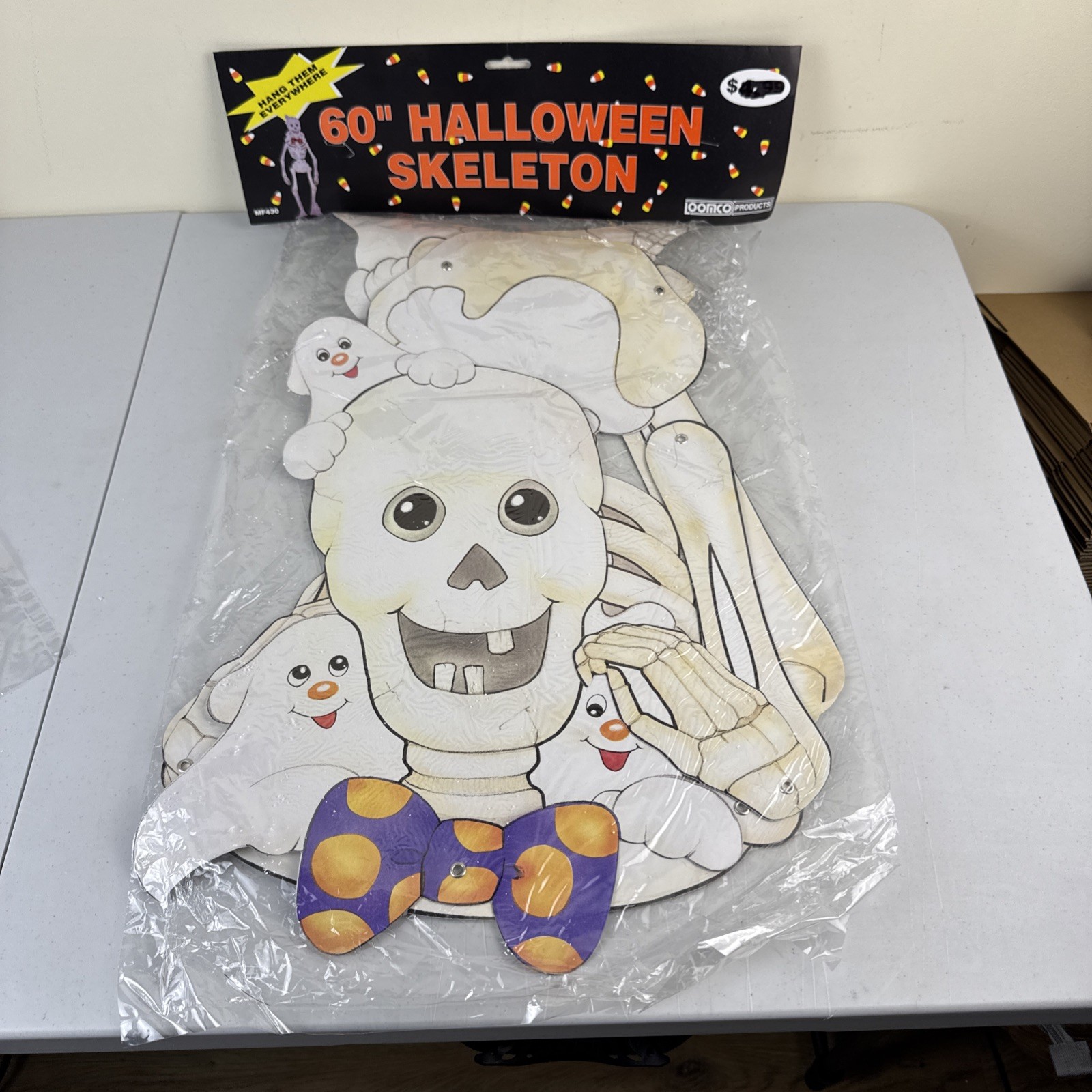 Vintage 1996 LOOMCO Products MF430 60” Halloween Jointed Skeleton NOS Read